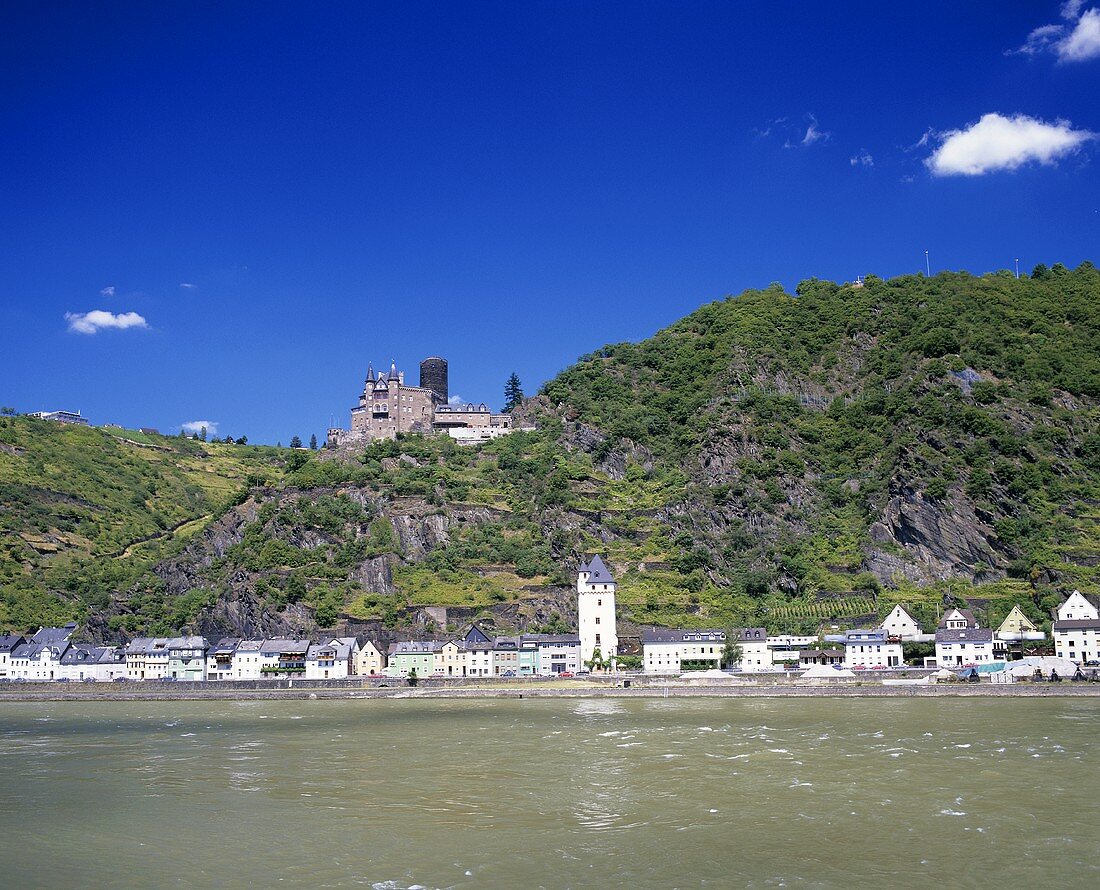 St. Goarshausen with Burg Katz, Middle Rhine, Germany