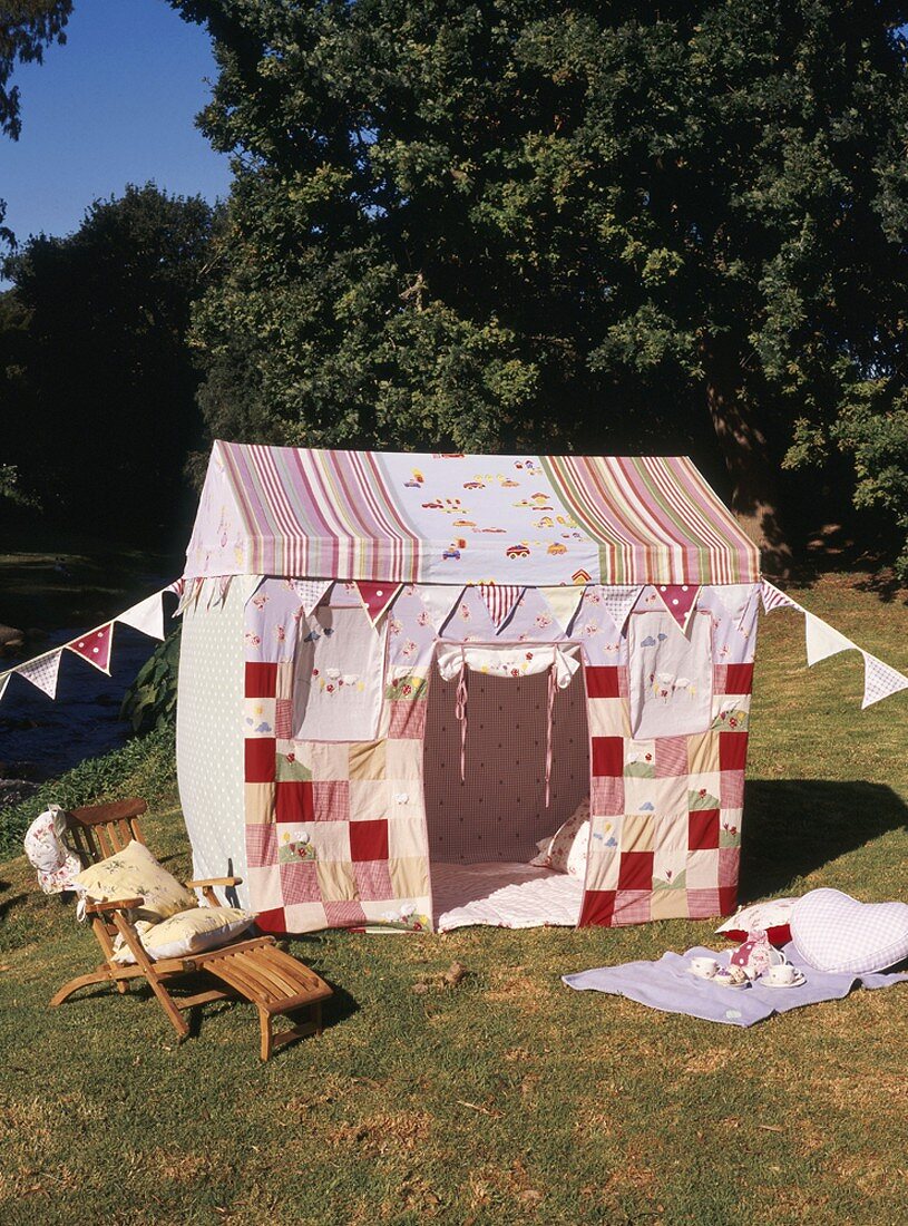 Children's tent on lawn