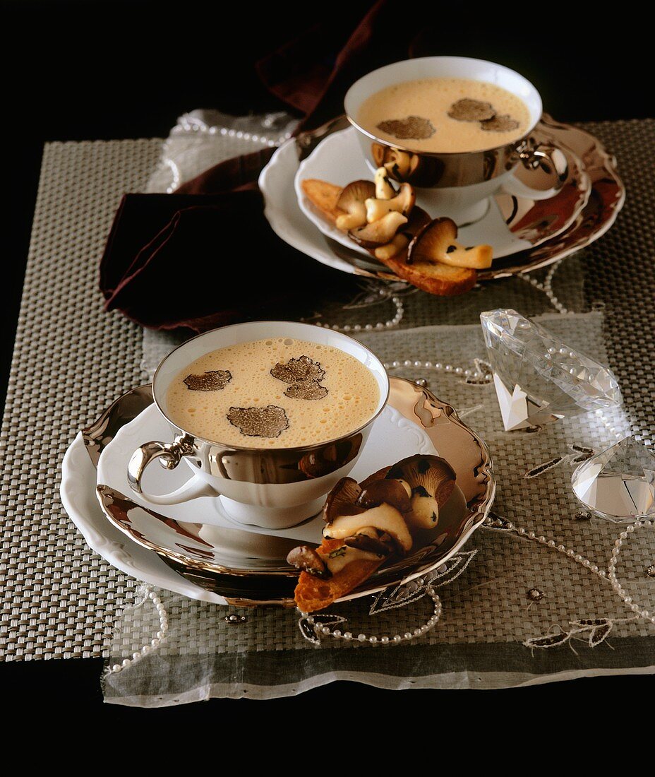 Parmesan soup with truffles, crostini & king oyster mushrooms