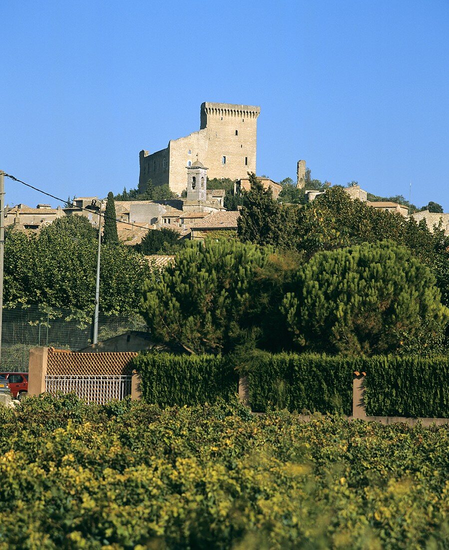 Die Stadt Châteauneuf-Du-Pape, Rhône, Frankreich