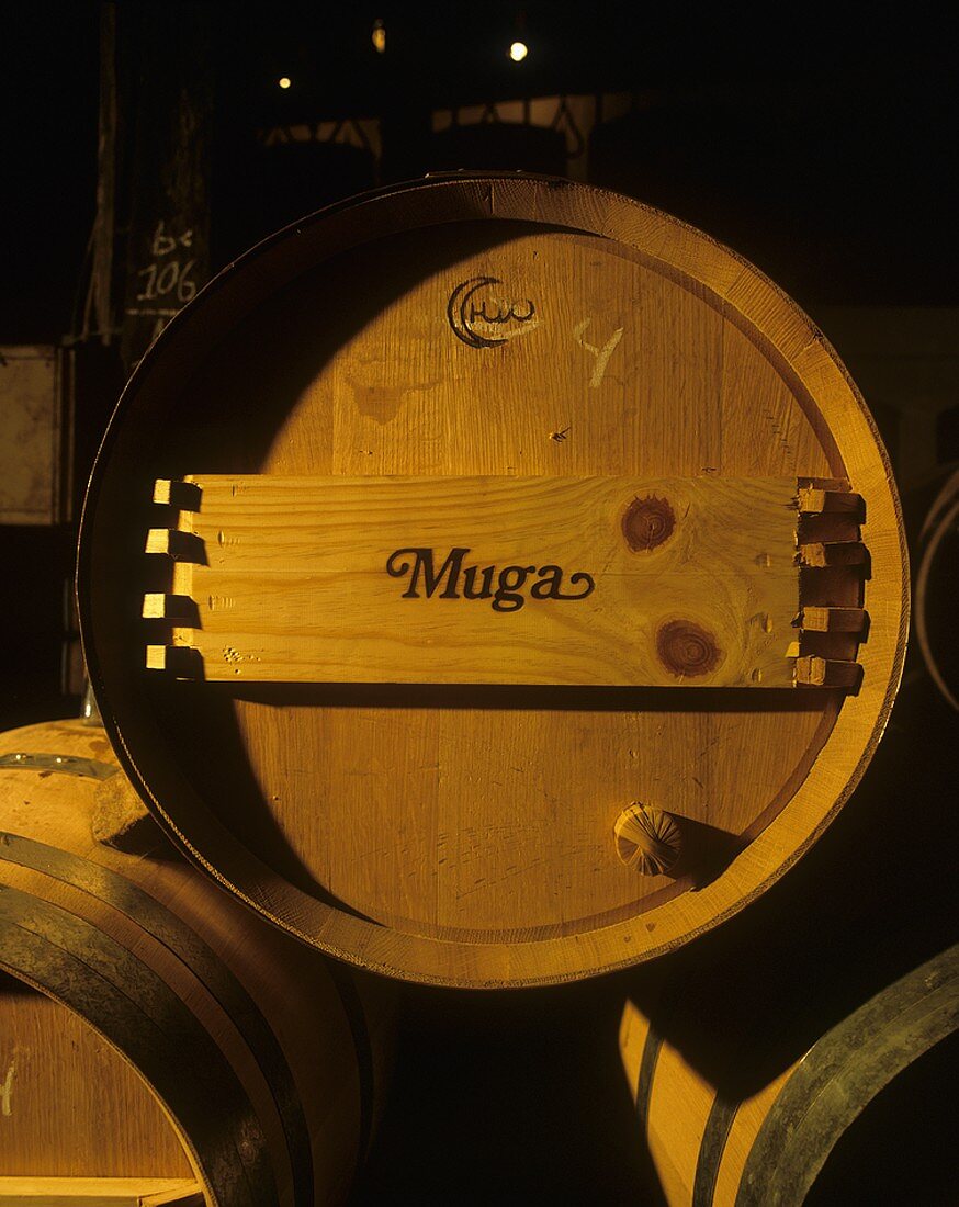 Wine barrel, Bodegas Muga, Haro, Rioja Alta, Rioja, Spain