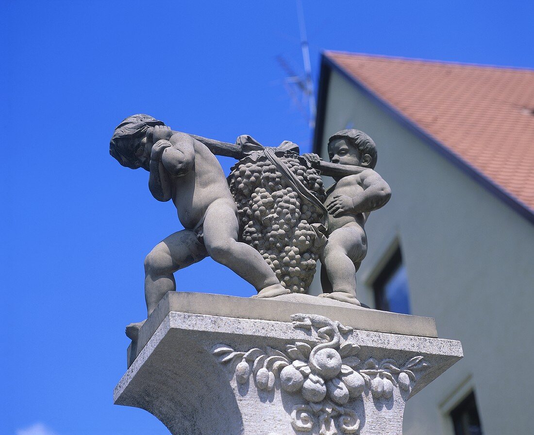 Detail of a wine statue in Württemberg, Germany