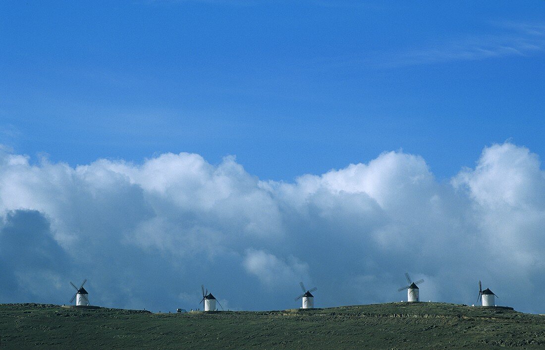 Windmills above Consuegra, Castile-La Mancha, Spain