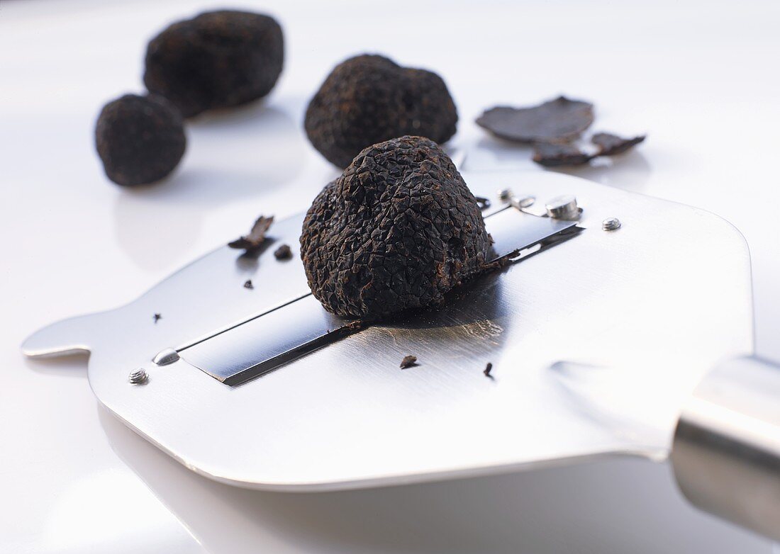 Black Truffle Mushrooms with a Slicer