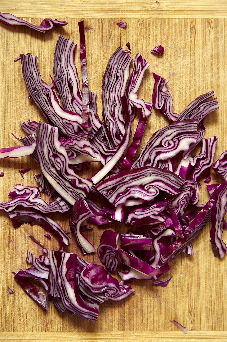 Chopped red cabbage, seen from above