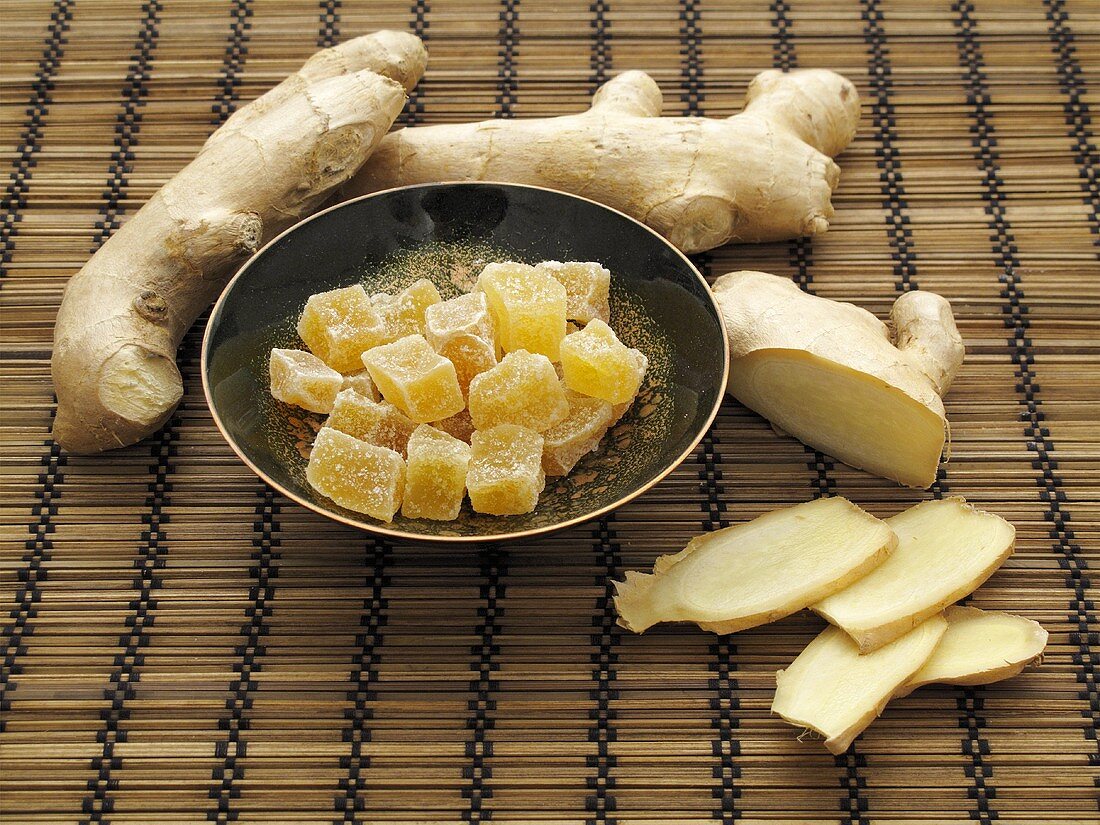 Ginger, fresh and candided