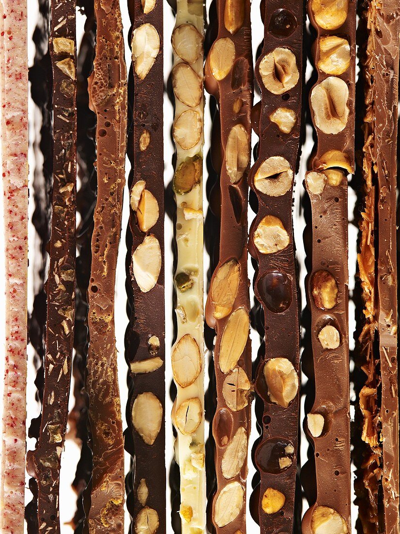 Various types of chocolate bars