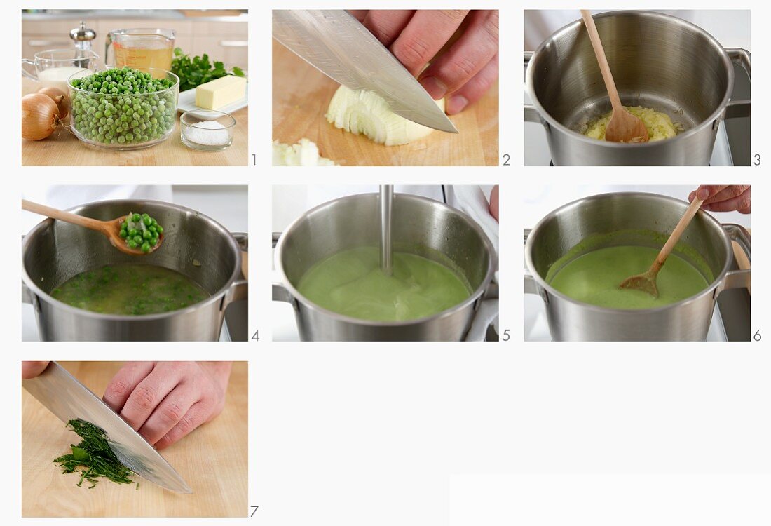 Making cream of pea soup