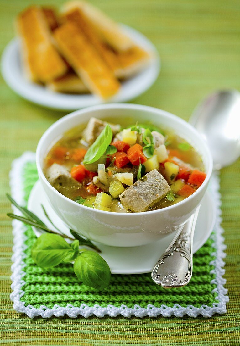 Tuna fish soup with vegetables