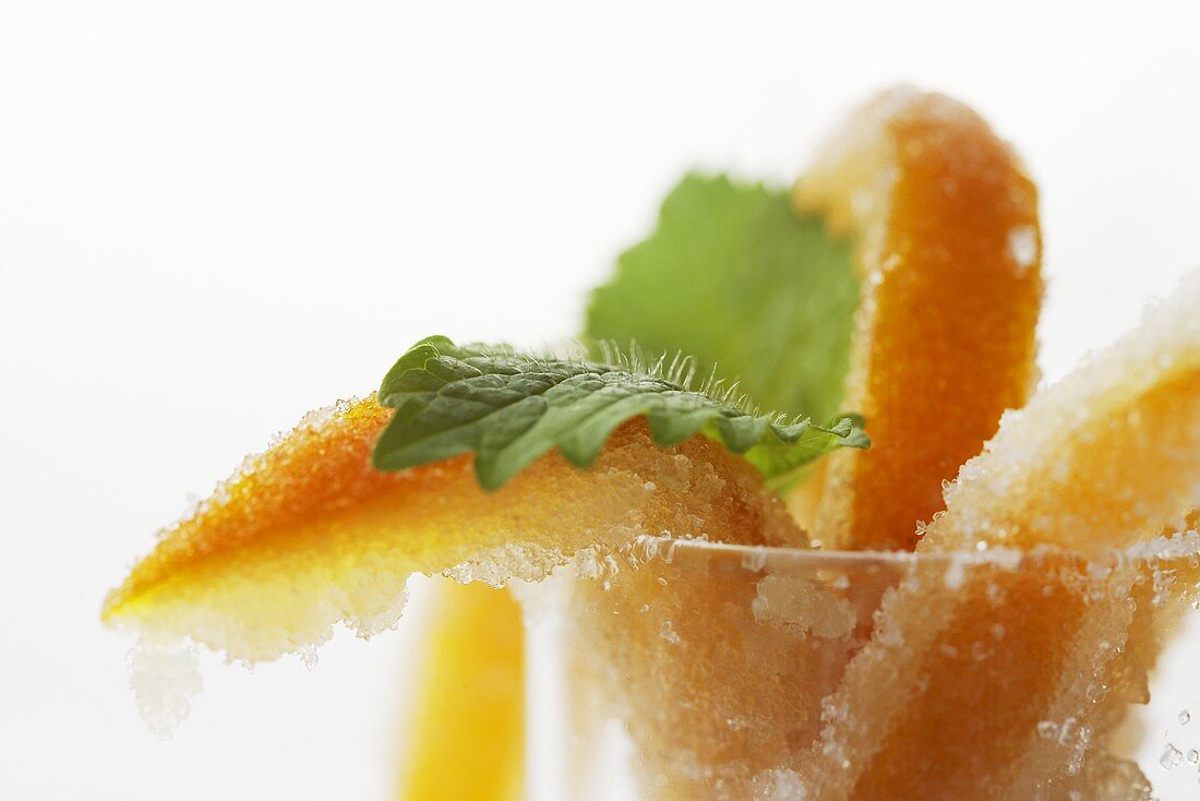 Candied orange peel with mint