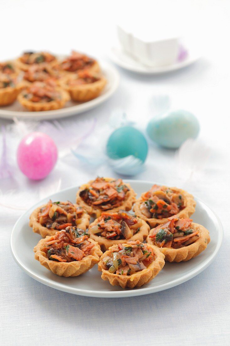 Mushroom and ham tarts