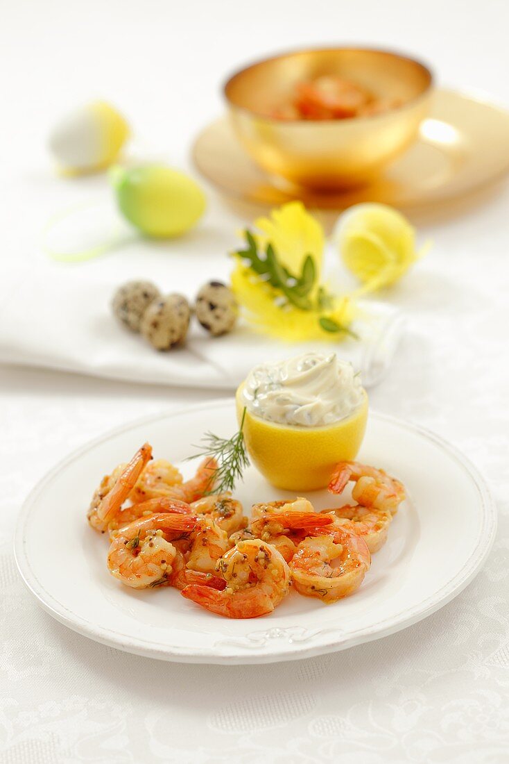 Grilled prawns with mayonnaise
