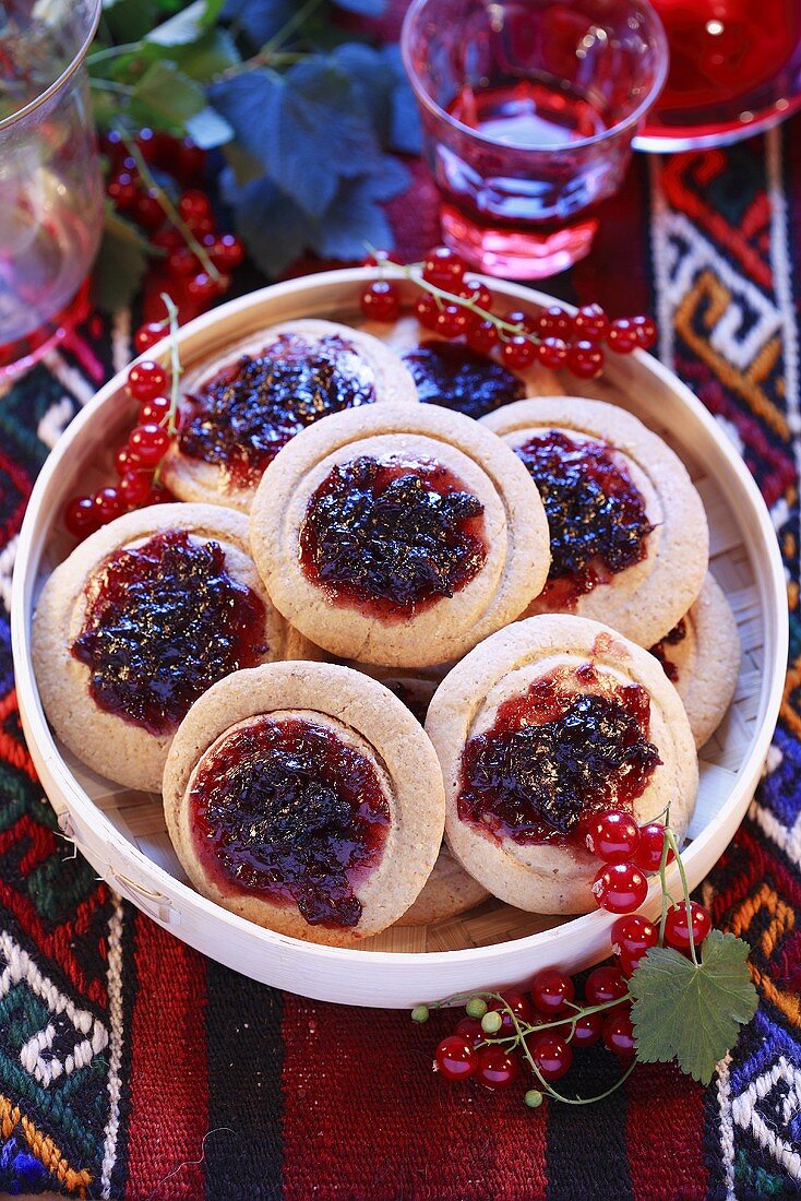 Sweet pastries with redcurrant jelly