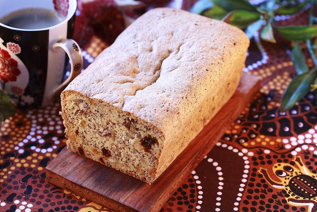 Fruit loaf, slices removed