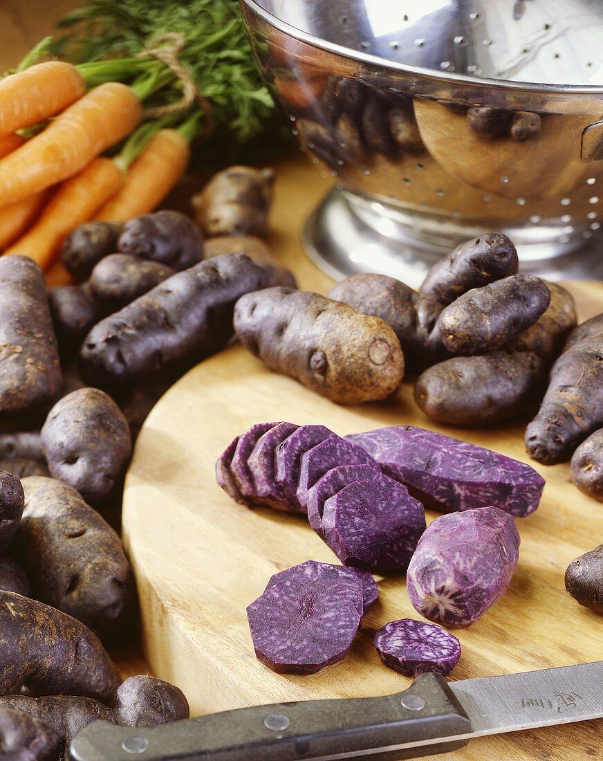 Purple potatoes, variety 'Russian Blue'