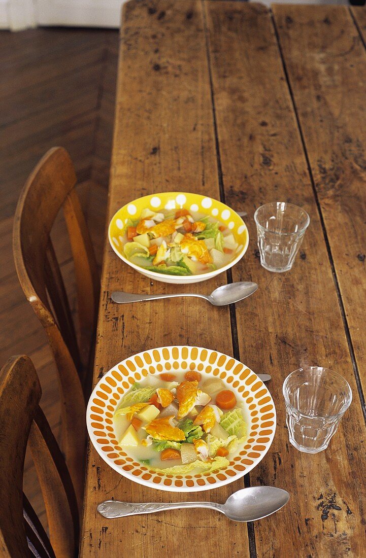Cabbage soup with smoked haddock