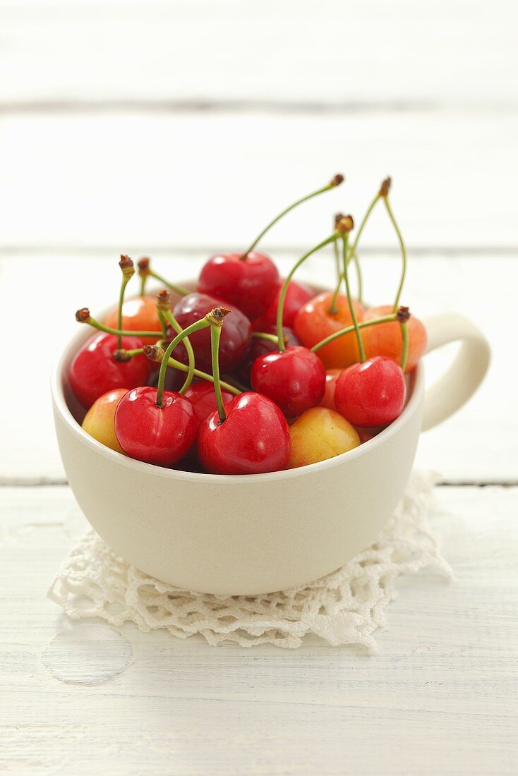 A cup of fresh cherries