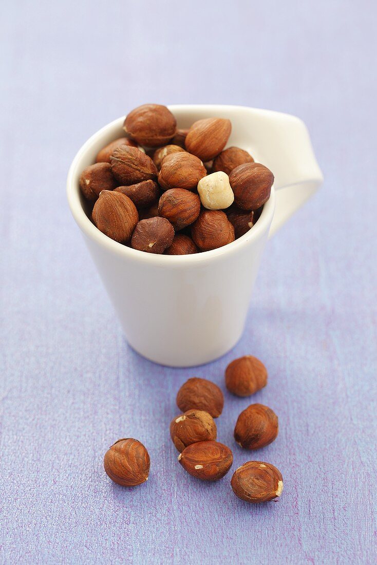 A cup of hazelnuts