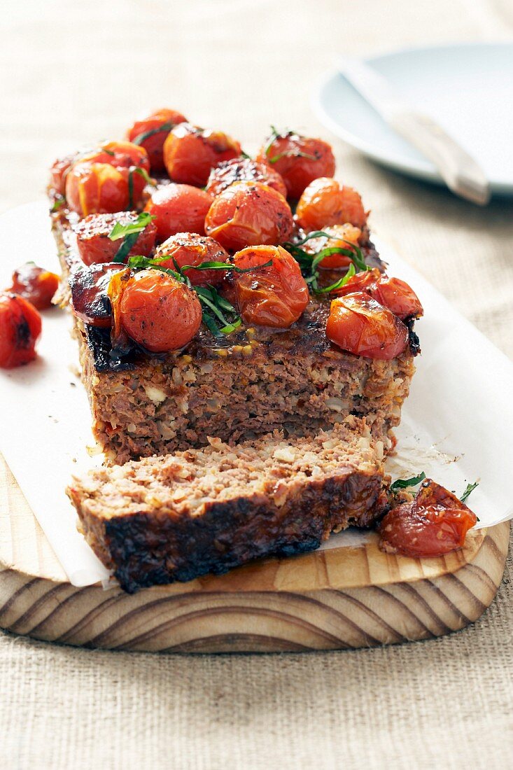 Meatloaf with cocktail tomatoes
