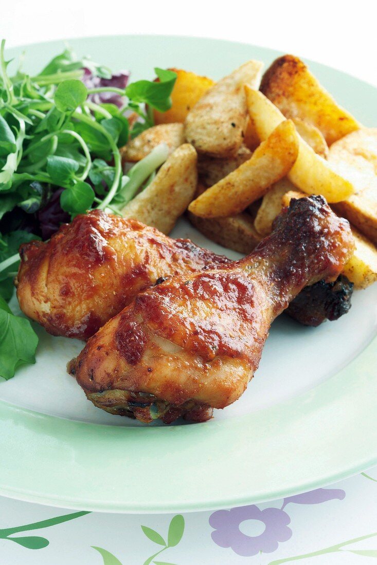 Chicken drumsticks with paprika potatoes