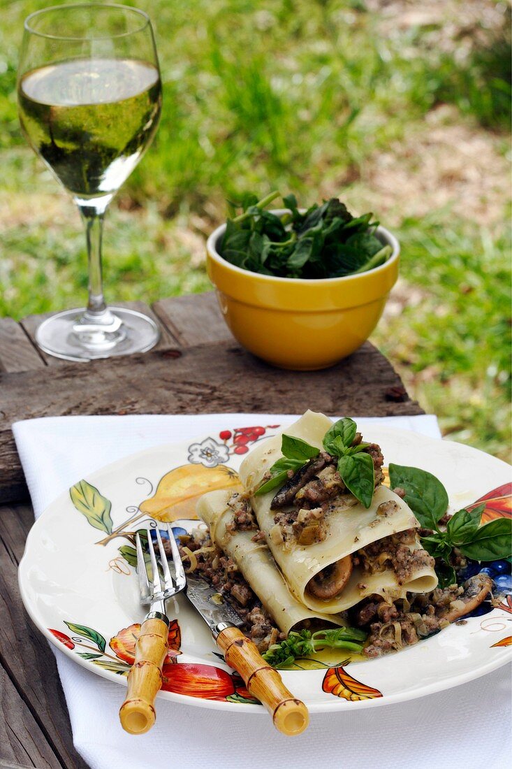 Summery mushroom lasagne