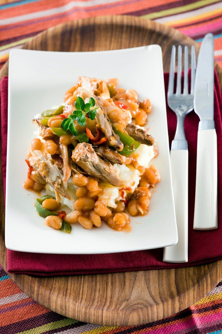Mackerel with baked beans