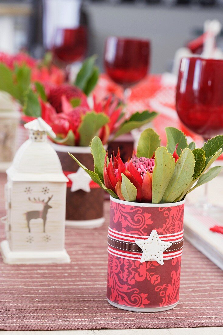 Christmas table with floral decorations (detail)