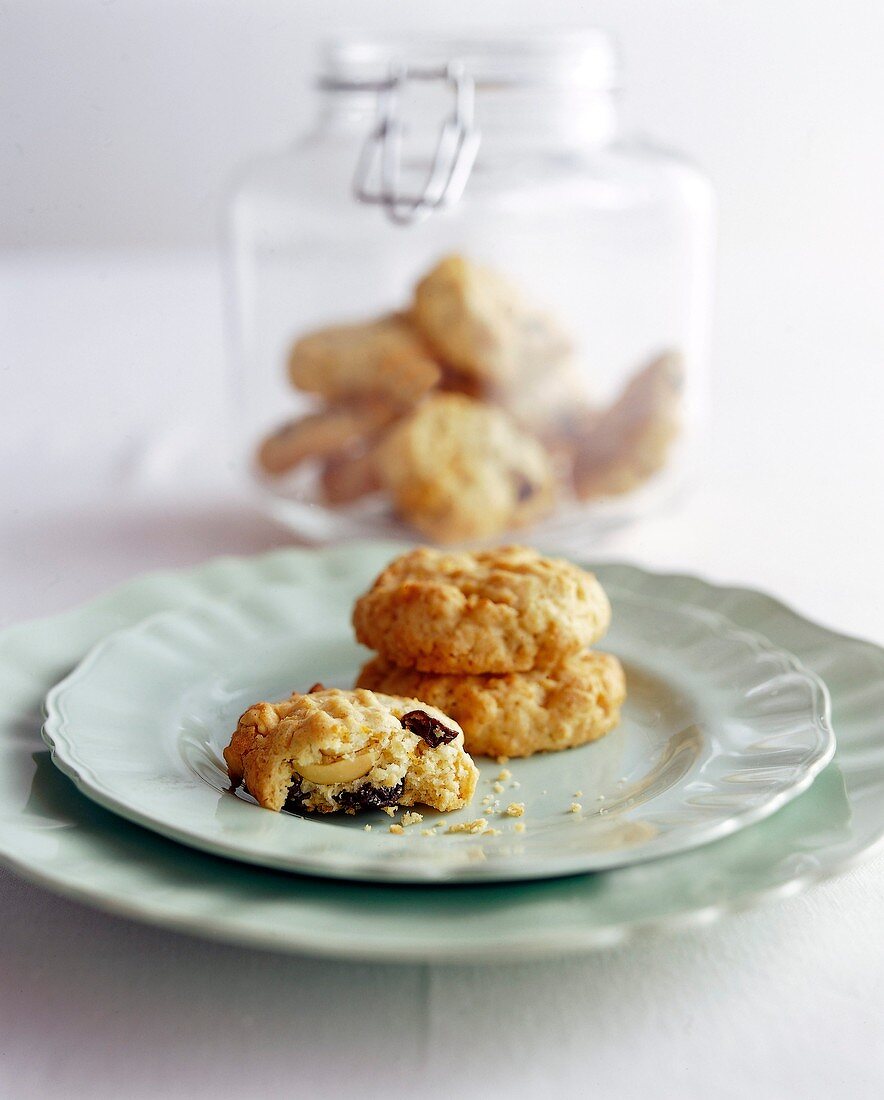 Coconut oat biscuits with raisins