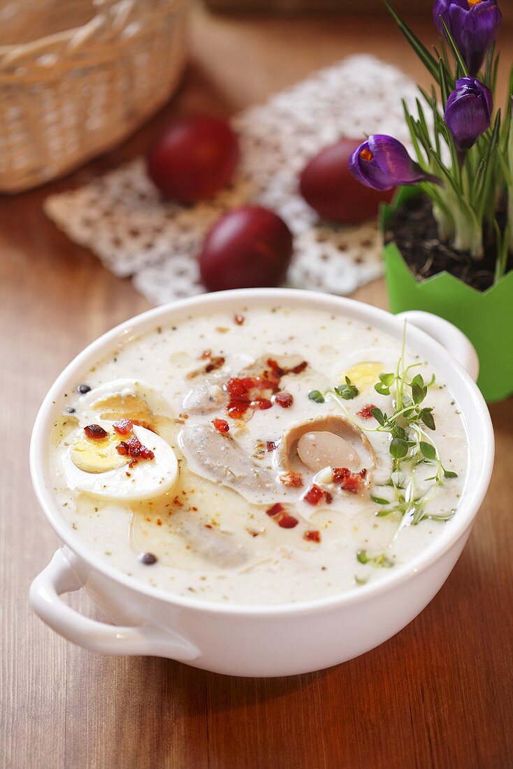 Zurek (Polish sour cream soup) for Easter