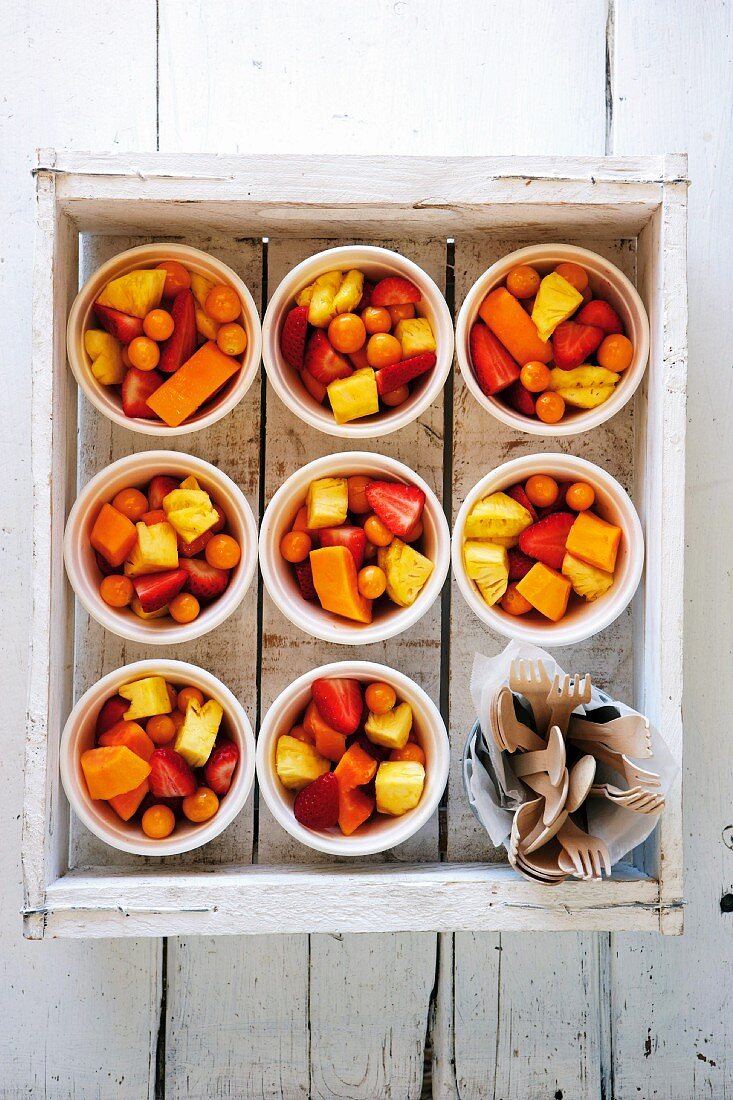 Fruit salad in pots