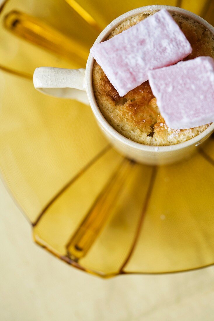 Baked buttermilk pudding with Turkish Delight