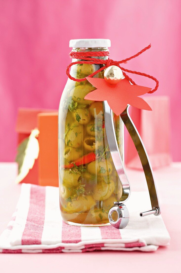 Pickled olives to give as a gift