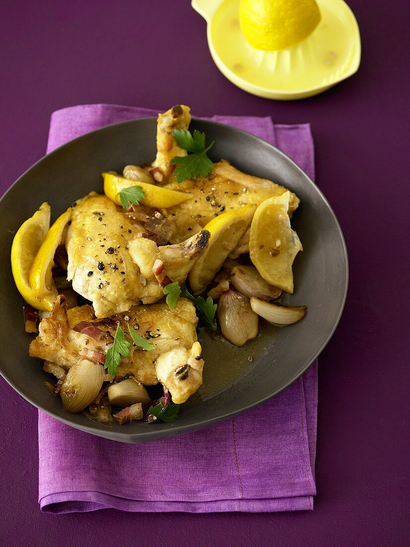 Lemon chicken with bacon