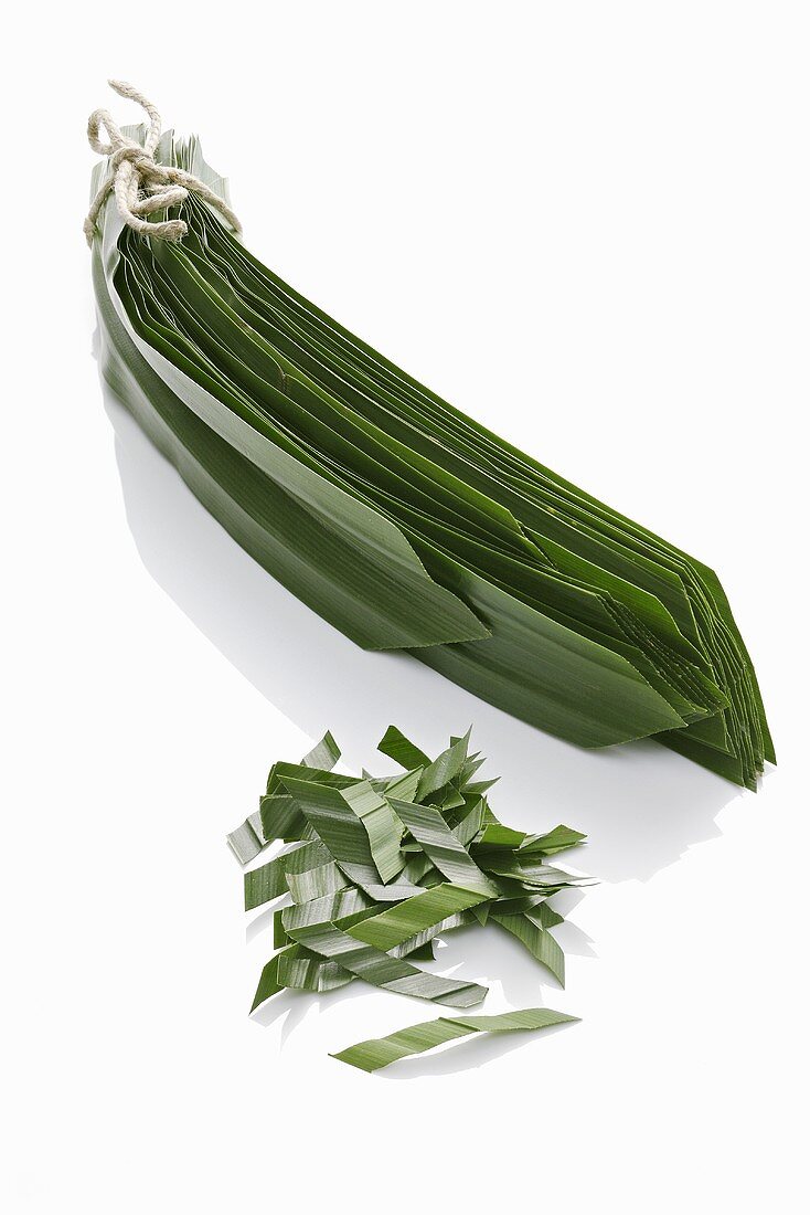 Pandan leaves, whole and chopped