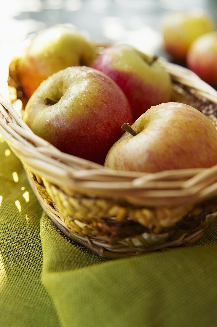 Fresh apples in basket