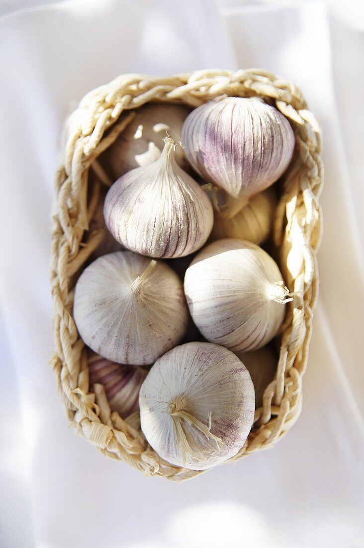 Dried garlic in small basket