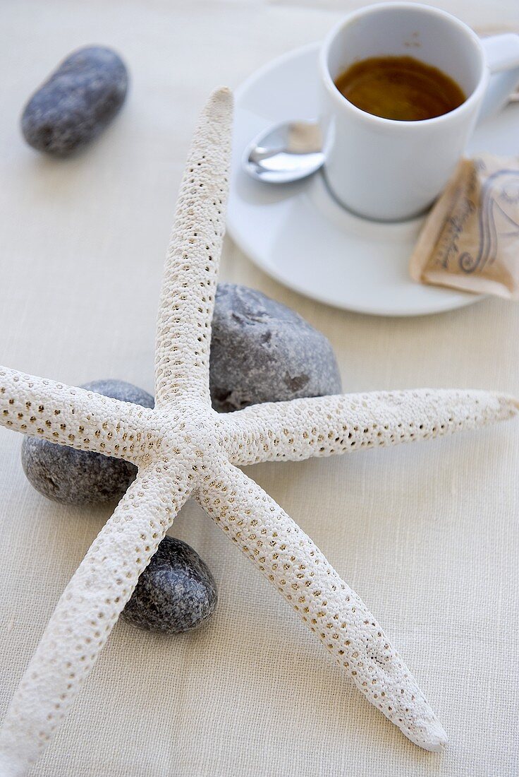 Espresso and maritime table decorations
