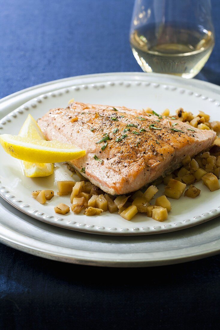 Salmon fillet on parsnips