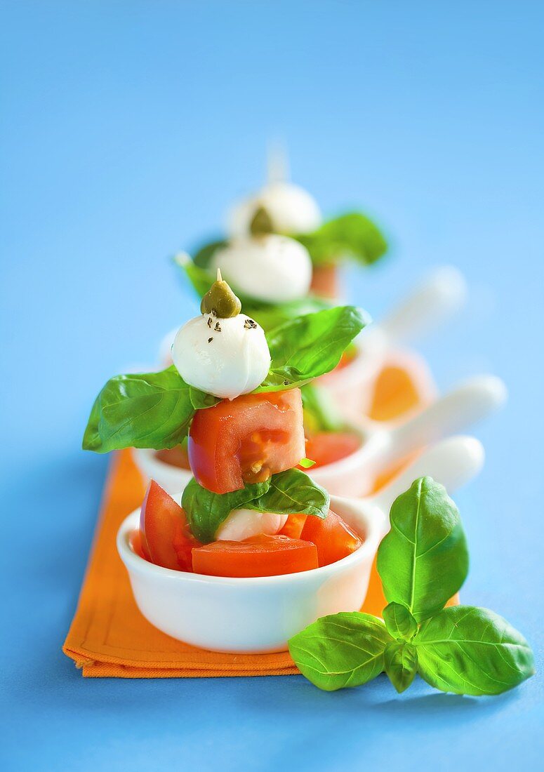 Tomatoes with mozzarella and basil