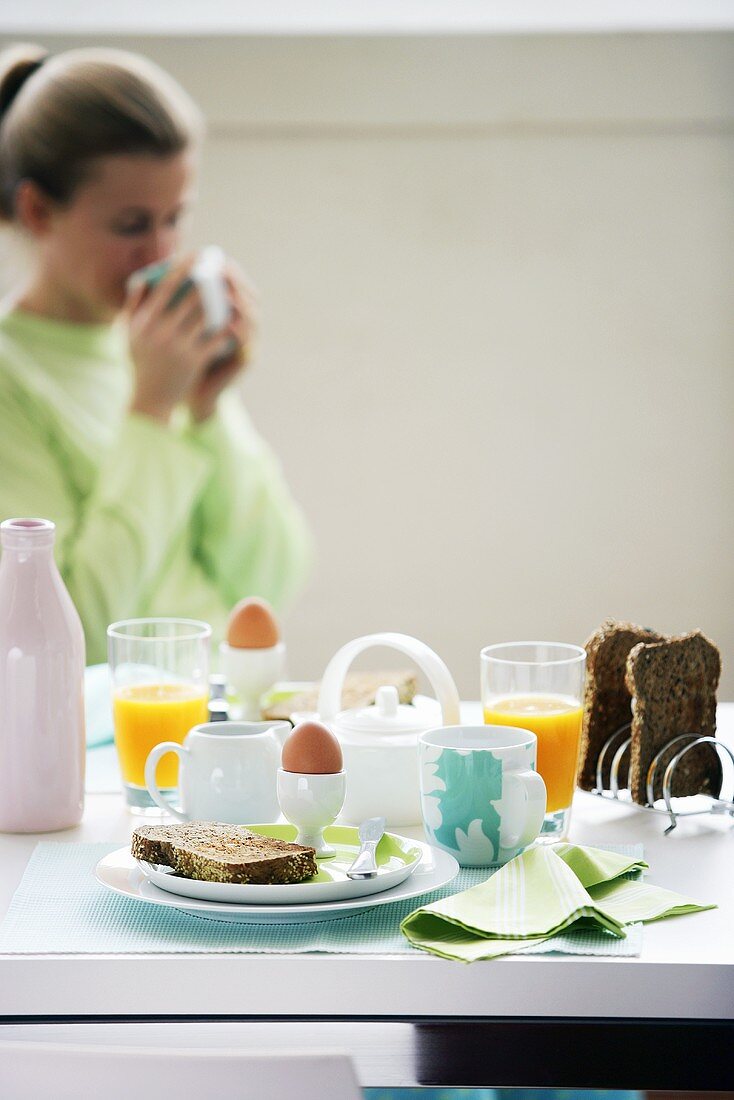 Woman having breakfast