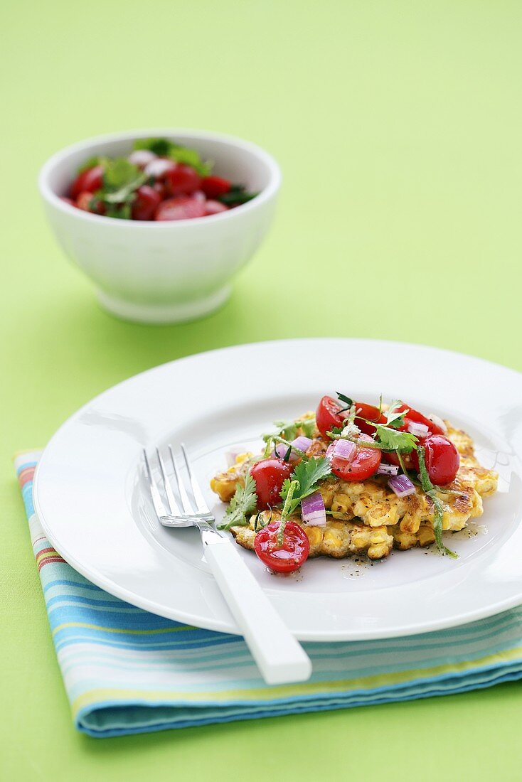 Corn cakes with salsa
