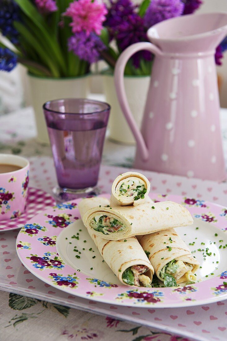 Wraps with watercress filling for Mother's Day
