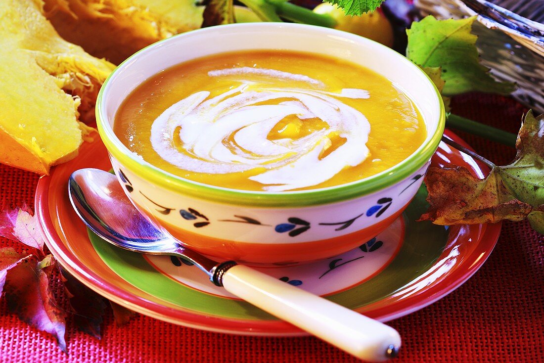 Pumpkin soup with sour cream