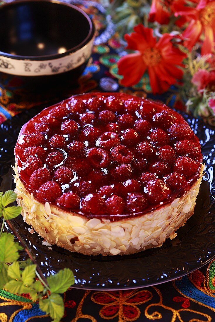 Käsekuchen mit Himbeeren