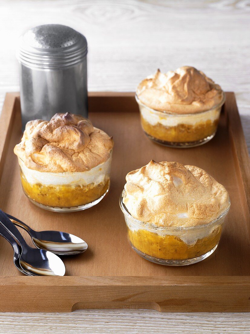Pineapple compote with meringue topping