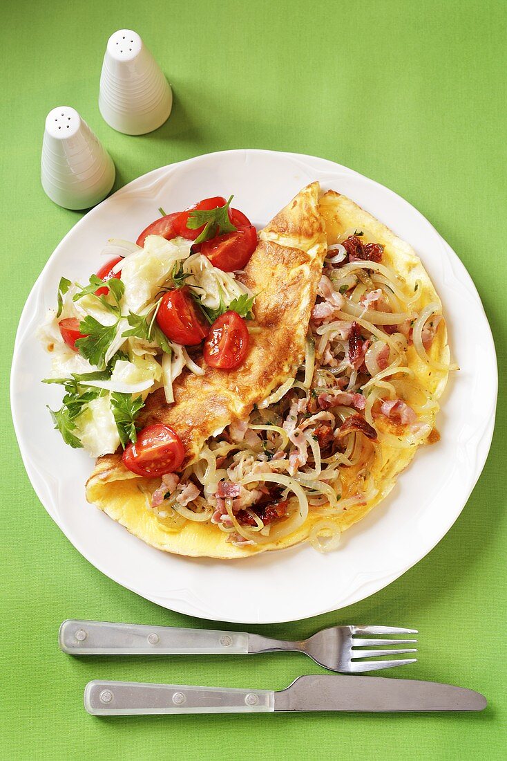 Ham and onion omelette