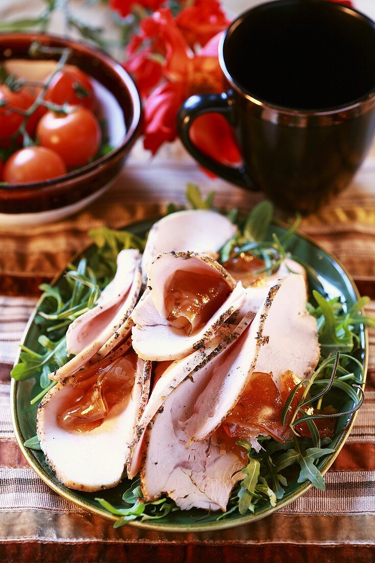 Turkey slices with bacon