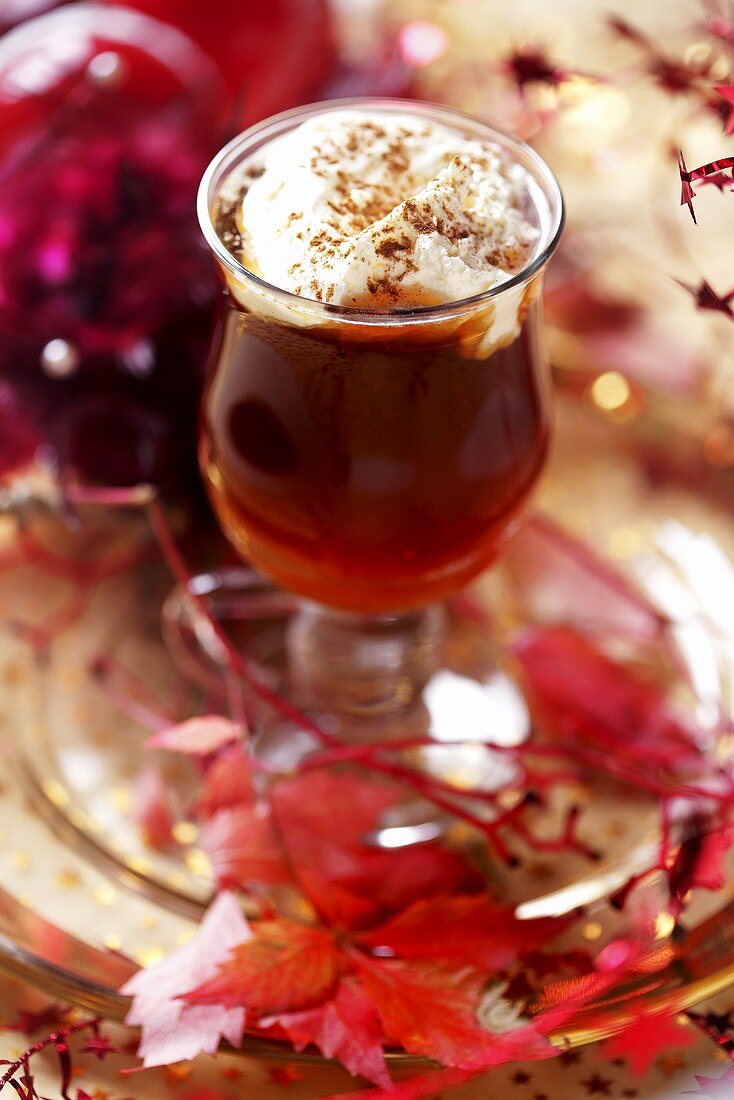 Christmas punch with whipped cream