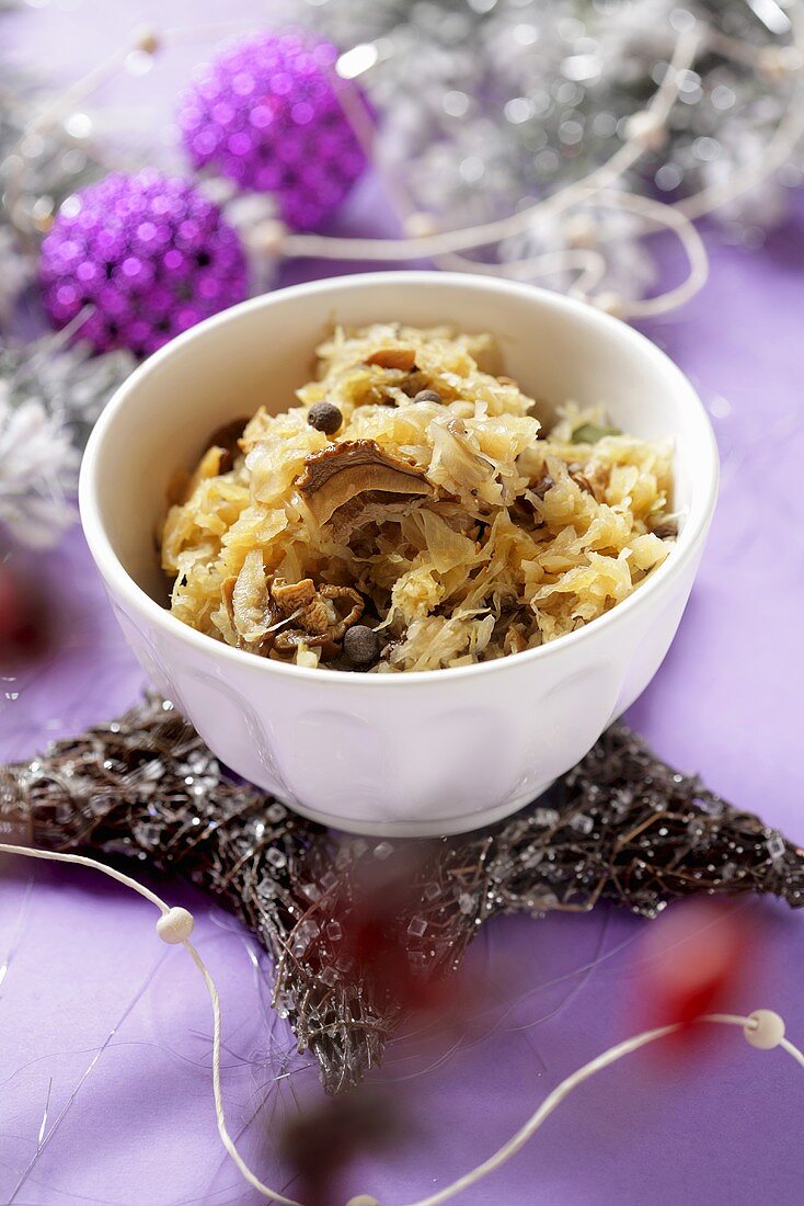 Sauerkraut mit Pilzen (weihnachtlich)