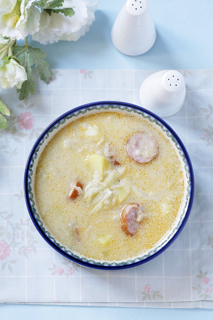Cabbage soup with sausage (Czech Republic)